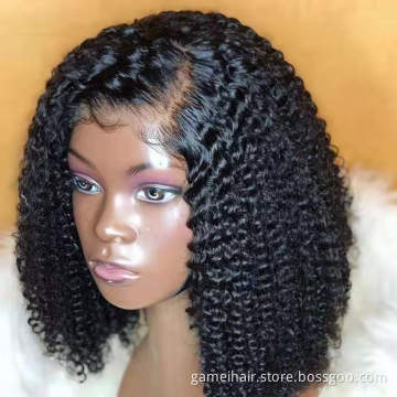 wholesale frontal custom wigs 100% human hair Bob water wave Raw brazilian virgin transparent lace short wavy human hair wigs